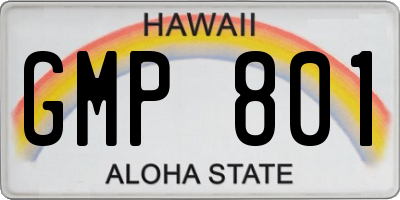 HI license plate GMP801
