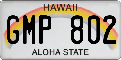 HI license plate GMP802