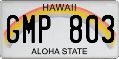 HI license plate GMP803