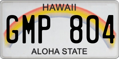 HI license plate GMP804