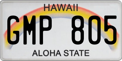 HI license plate GMP805