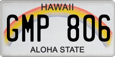 HI license plate GMP806