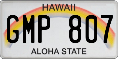 HI license plate GMP807