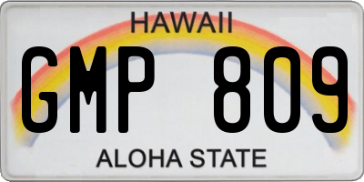 HI license plate GMP809