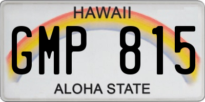 HI license plate GMP815