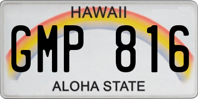 HI license plate GMP816