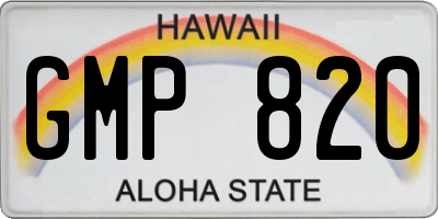 HI license plate GMP820