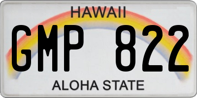HI license plate GMP822