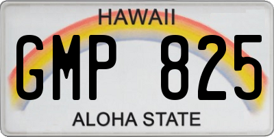 HI license plate GMP825