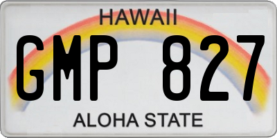 HI license plate GMP827