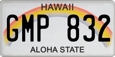 HI license plate GMP832
