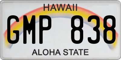 HI license plate GMP838