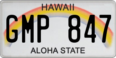 HI license plate GMP847