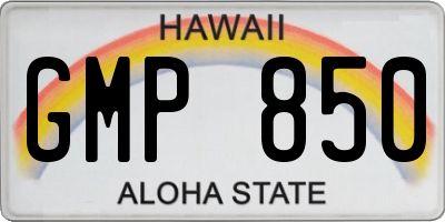 HI license plate GMP850