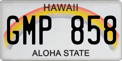 HI license plate GMP858