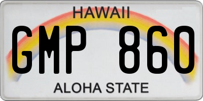 HI license plate GMP860