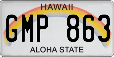 HI license plate GMP863