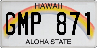 HI license plate GMP871