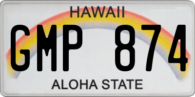 HI license plate GMP874