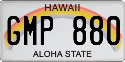HI license plate GMP880
