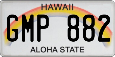 HI license plate GMP882