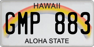 HI license plate GMP883