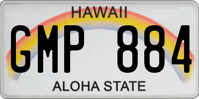 HI license plate GMP884