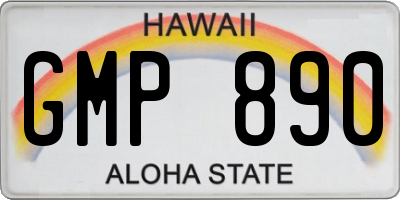 HI license plate GMP890