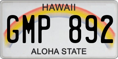 HI license plate GMP892