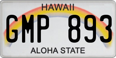 HI license plate GMP893