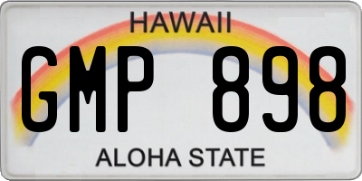 HI license plate GMP898