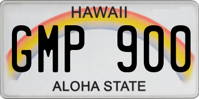 HI license plate GMP900