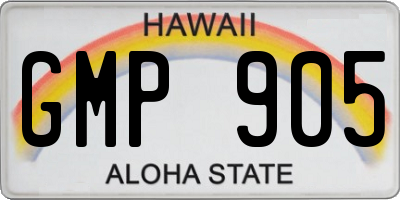HI license plate GMP905