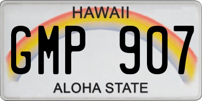 HI license plate GMP907