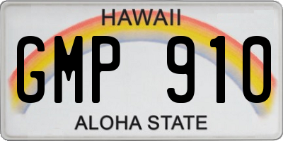 HI license plate GMP910