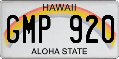 HI license plate GMP920