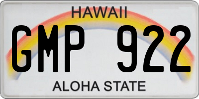HI license plate GMP922