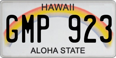HI license plate GMP923