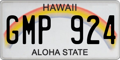 HI license plate GMP924