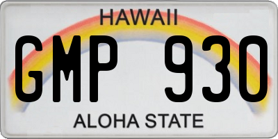 HI license plate GMP930