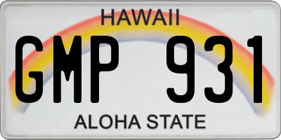 HI license plate GMP931