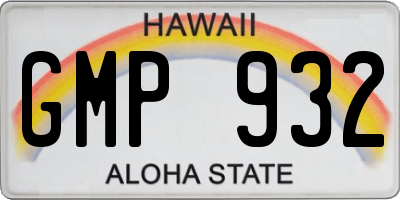 HI license plate GMP932