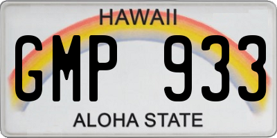 HI license plate GMP933