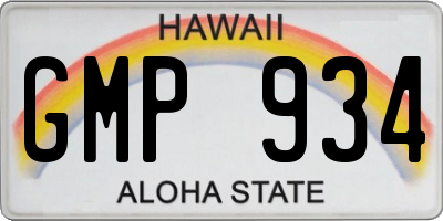 HI license plate GMP934