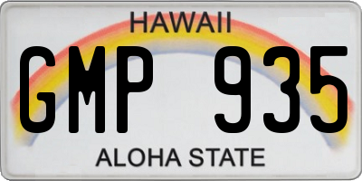 HI license plate GMP935