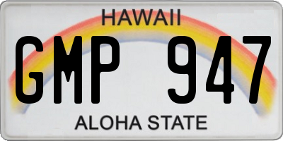 HI license plate GMP947