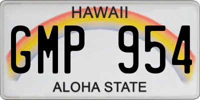 HI license plate GMP954