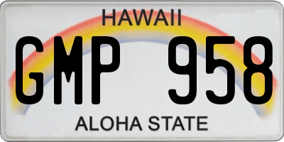 HI license plate GMP958