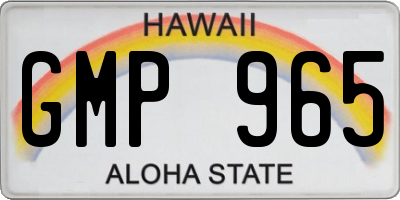 HI license plate GMP965