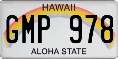 HI license plate GMP978